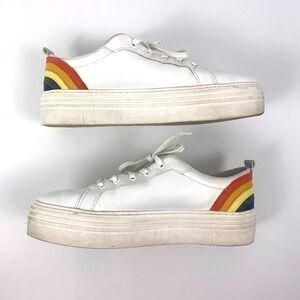 Chelsea Crew Black Label Shoes Platform Sneakers Womens Sz10 Rainbow Heals White